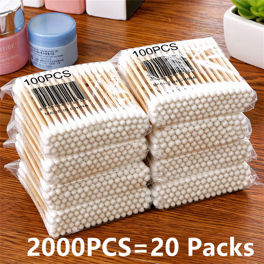 1000/2000pcs Double Head Women Makeup Cotton Buds Tip Cotton Swab For Wood Sticks Nose Ears Cleaning Health Care Tools